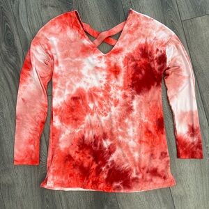 Como Blu Red Tie-Dye Women's Top Blouse